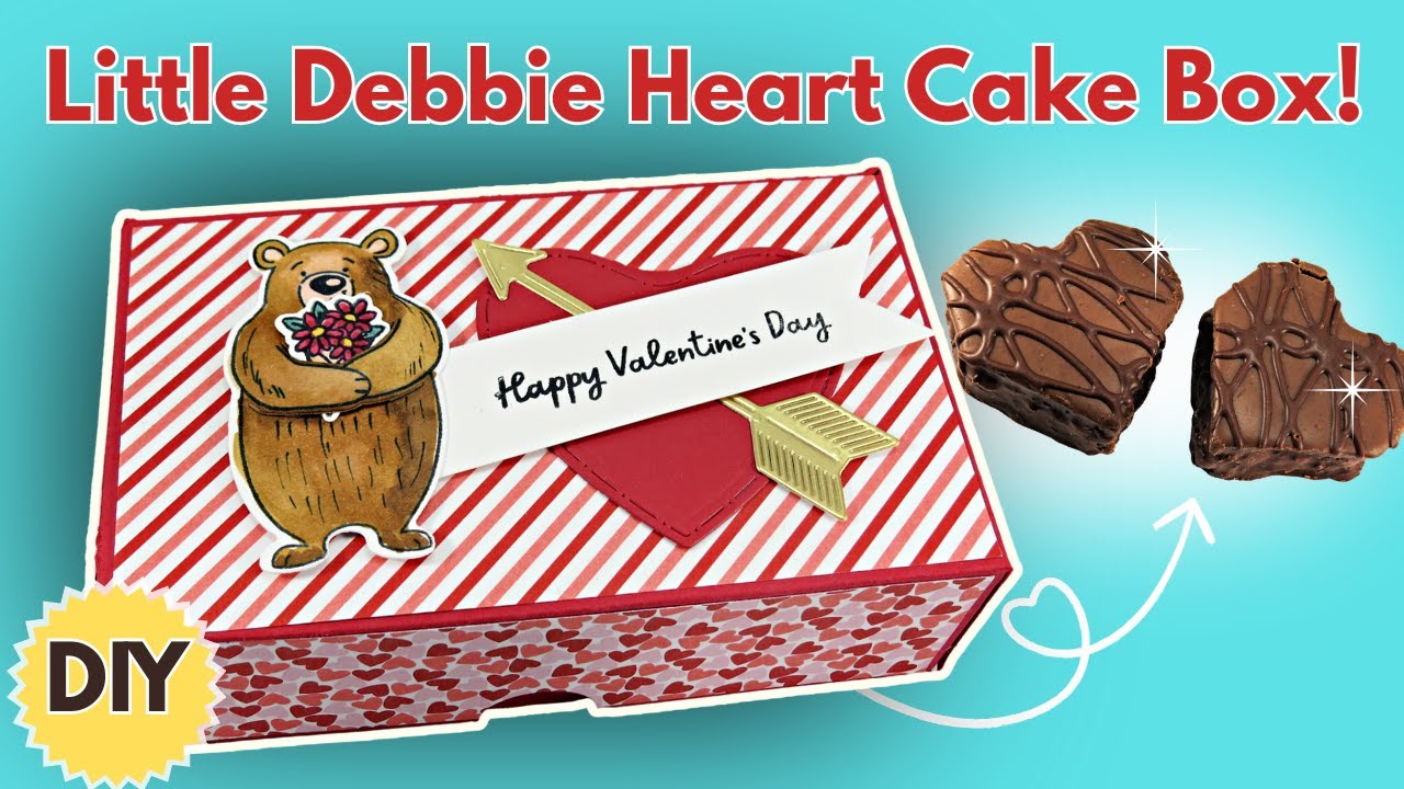DIY Little Debbie Heart Cake Box | Cute Bear Valentine Gift Idea