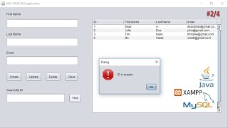 Java GUI crud with MYSQL Database XAMPP #2 - Create Read Update Delete  -  SELECT