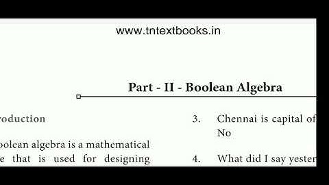 11th Computer Science ch2- part II (Boolean Algebra)  part 1