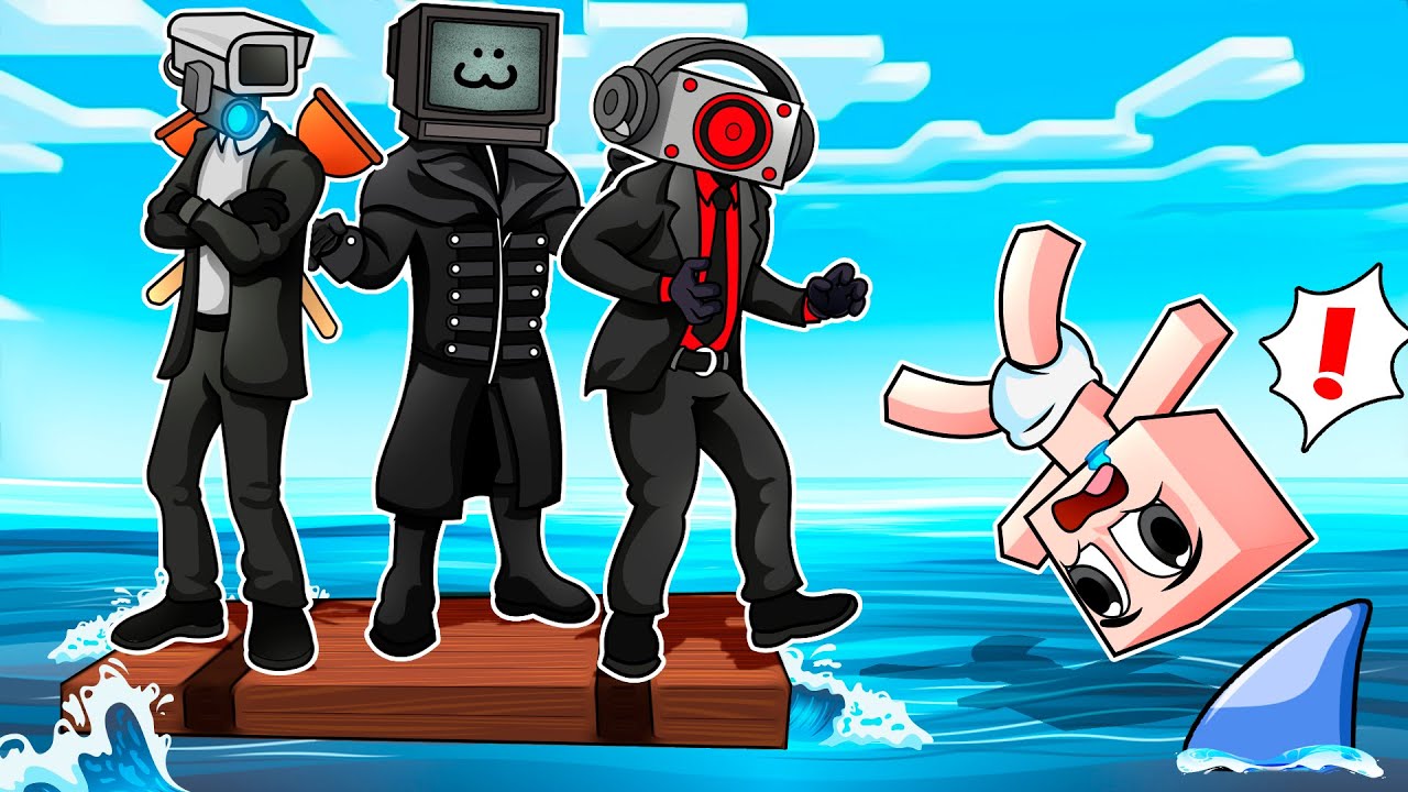 Construye una BALSA para SOBREVIVIR con LOS SKIBIDI MAN 😱📺 BEBÉ NOOB pero es UNA BALSA en MINECRAFT