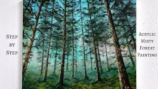 Misty Forest STEP by STEP Acrylic Painting Tutorial (ColorByFeliks)