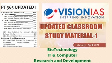 VISION IAS PT 365 UPDATED PART -1 FEB - APRIL 2021 MODULE- SCIENCE AND TECHNOLOGY -1 : UPSC