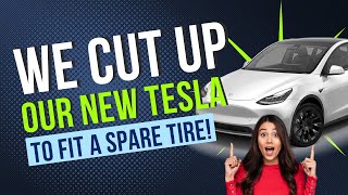 We Hacked Our Tesla Model Y To Make Room For A Spare Tire! Fitting a modern spare tire in the trunk