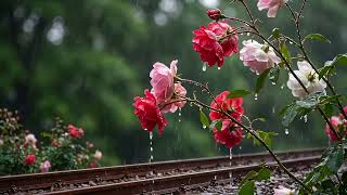 Soft Railway Rain & Blooming Roses by the Fence 🌧️ Sleep & Focus ASMR screenshot 2