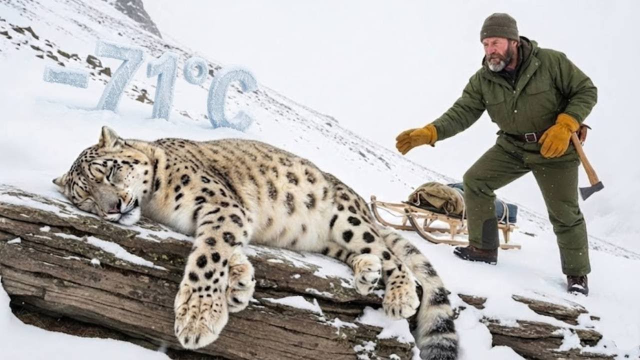 Беременная снежная барсиха замерзает в смертельном снегу ❄️ | То, что произошло дальше, шокирует
