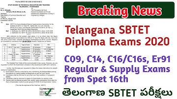 Telangana sbtet diploma backlog exams official circular 2020 | Ts SBTET regular & supply exams from