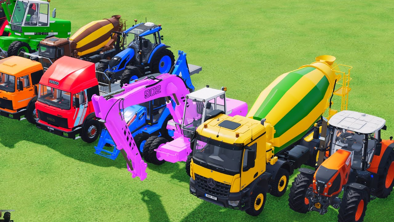 TRANSPORTING EXCAVATOR MIXER TRUCK TRACTORs Backhoe loaders Beamng.Drive Game FARMING SIMULATOR 22