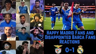 Happy Madrid Fans And Disappointed Barca Fans Reactions To Benfica 0-1 Real Madrid Ucl Round Of 32