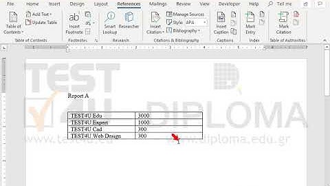Insert the caption Table I - Report below the table so that table numbering is automatically...