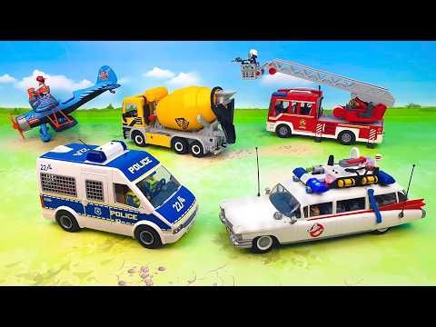 Ghostbusters to the Rescue! Police cars, excavators, dump trucks, ambulances | Toys Review for Kids.