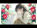 「山茶花と秋雨」