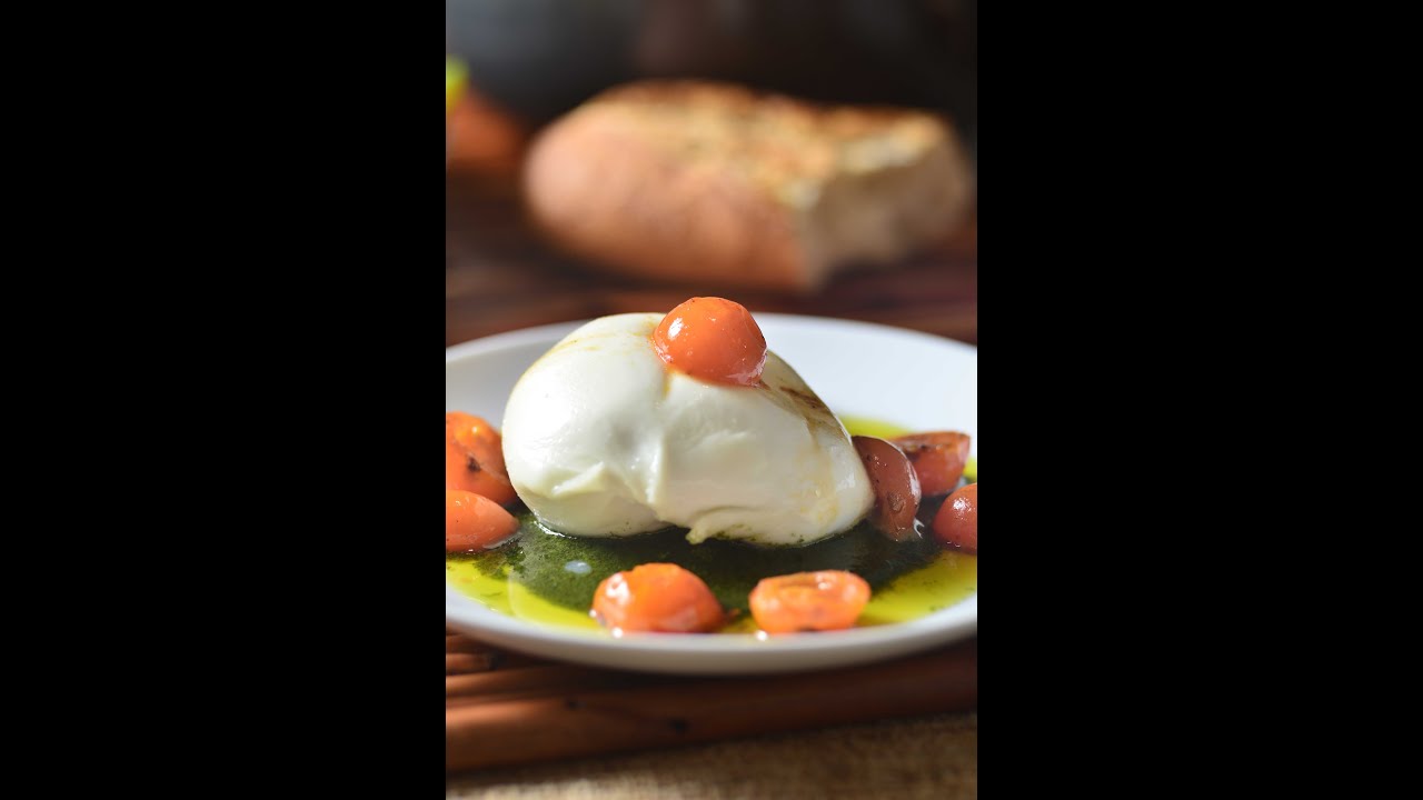 Burrata with basil pesto and roasted tomatoes YouTube