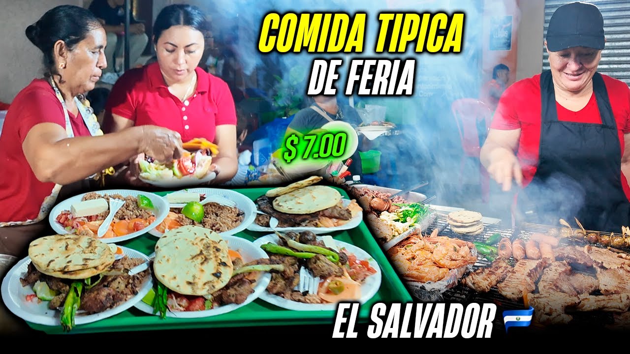 😋COMIDA TIPICA SALVADOREÑA de FERIA en Santa Elena USULUTAN🎉RICA Y BARATA😎