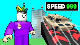 I Throw HEAVY Things MAX Speed At a TOWER In Roblox