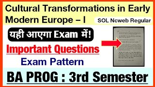 Cultural Transformations in Early Modern Europe 1 Important Questions BA PROG 3rd Semester DU SOL