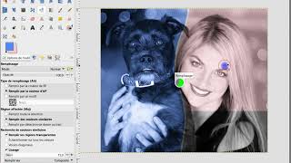 réalisation de l'affiche un chien et une fille avec GIMP 2.99.18