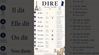 Learn the conjugaison for the verb dire in 20 seconds #dire #presenttense #french #conjugaison #a1