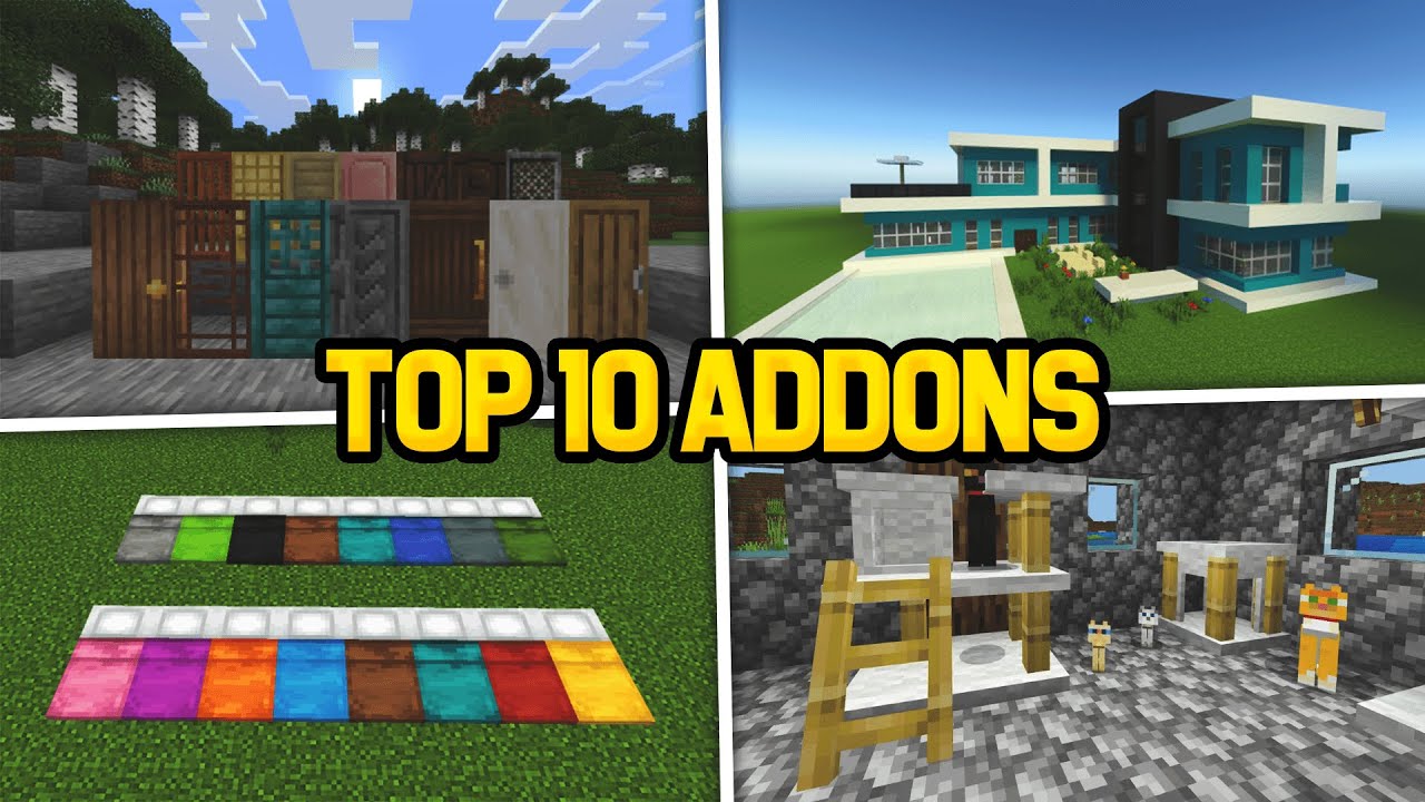 TOP 10 ADDONS PARA MINECRAFT PE 1.20 + ( BEDROCK ) - YouTube
