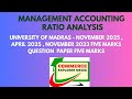 Ratio analysis in tamil -University of madras qp five marks -find out current & liquid assets, stock