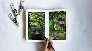 Gouache Speedpainting - Leafy Pathway