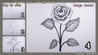 gambar bunga mawar | belajar menggambar sketsa mudah | step by step | tutorial gambar sketsa
