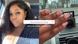 Maintenance Vlog | wig install, nails, lashes + more