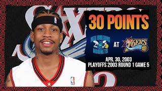 Allen Iverson 30 Points - New Orleans Hornets At Philadelphia 76Ers - 2003 Playoffs Round 1 Game 5