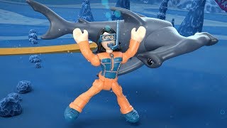 Imaginext - The Hammerhead Shark And The Diver Shark Race Cartoons For Children Fisher Price