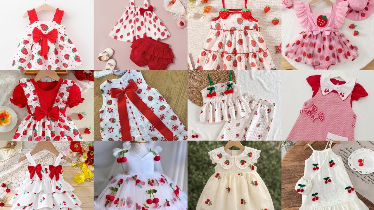 Beautiful Strawberry 🍓🍓 frocks design for girls/ Babygirl Strawberry 🍓🍓 frocks / summer frock design