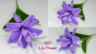 DIY Lily Flower | how to make lily flower with pipe cleaners | easy pipe cleaner flowers tutorial