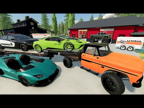Using U-Haul To Move Millionaires Race Cars And Monster Truck | Farming Simulator 22
