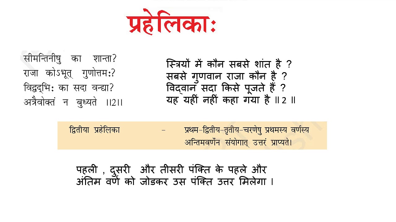Sanskrit Class 8 ch 15 प्रहेलिका Hindi translation and explanation