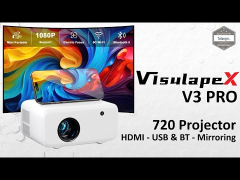 Proiettore VISULAPEX V3 Pro - Mini videoproiettore nativo 720P - HDMI, USB, Bluetooth e Mirroring