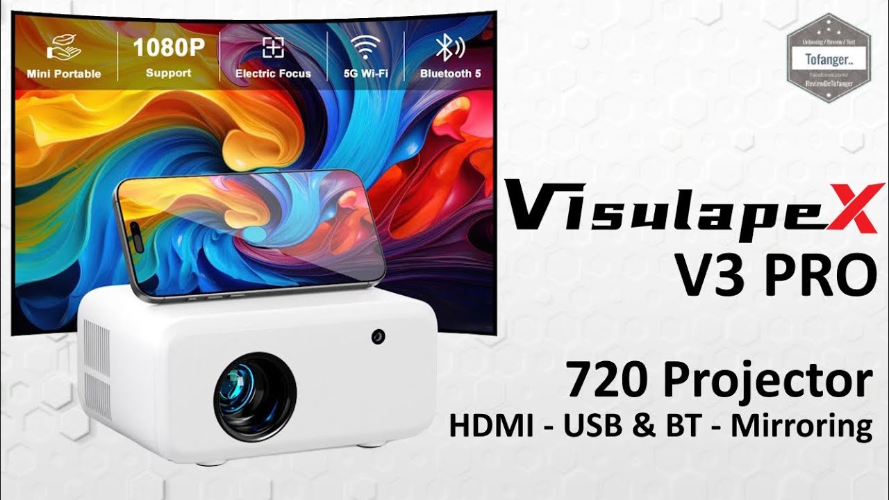 VISULAPEX Beamer 4K Unterstützt, 12000L WiFi 6 Android 11 Bluetooth 5.2 Mini Beamer, Mini Projektor Heimkino für Handy Phone, Kompatibel mit Smartphone/HDMI/USB/Laptop