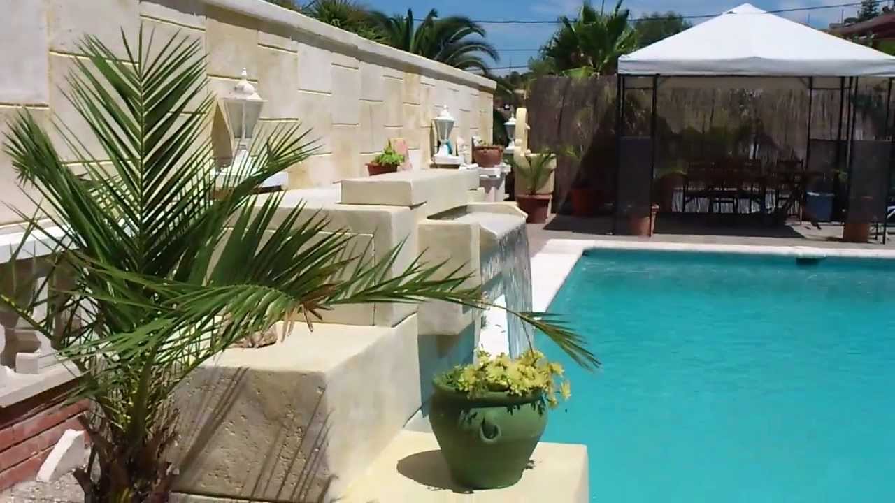 Cascada para piscina - YouTube