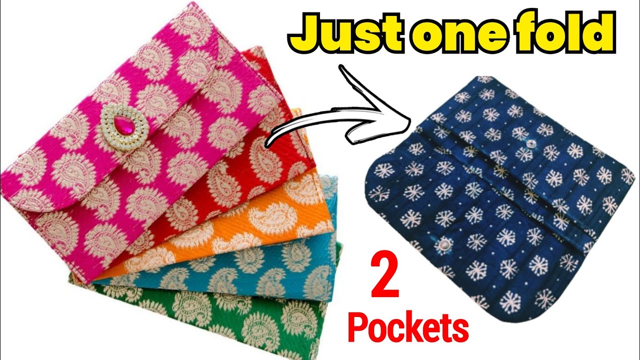 SUPER EASY 👛 2 pocket purse is ready/ Clutch Purse making at home/ bag cutting and stitching 