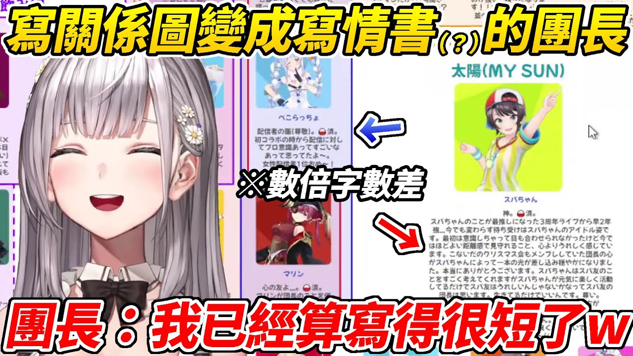 寫關係圖寫到變情書(?)的團長一講到486就停不下來寫出超長文章ww【白銀諾艾爾／白銀ノエル】【ホロライブ切り抜き】【HOLOLIVE中文】