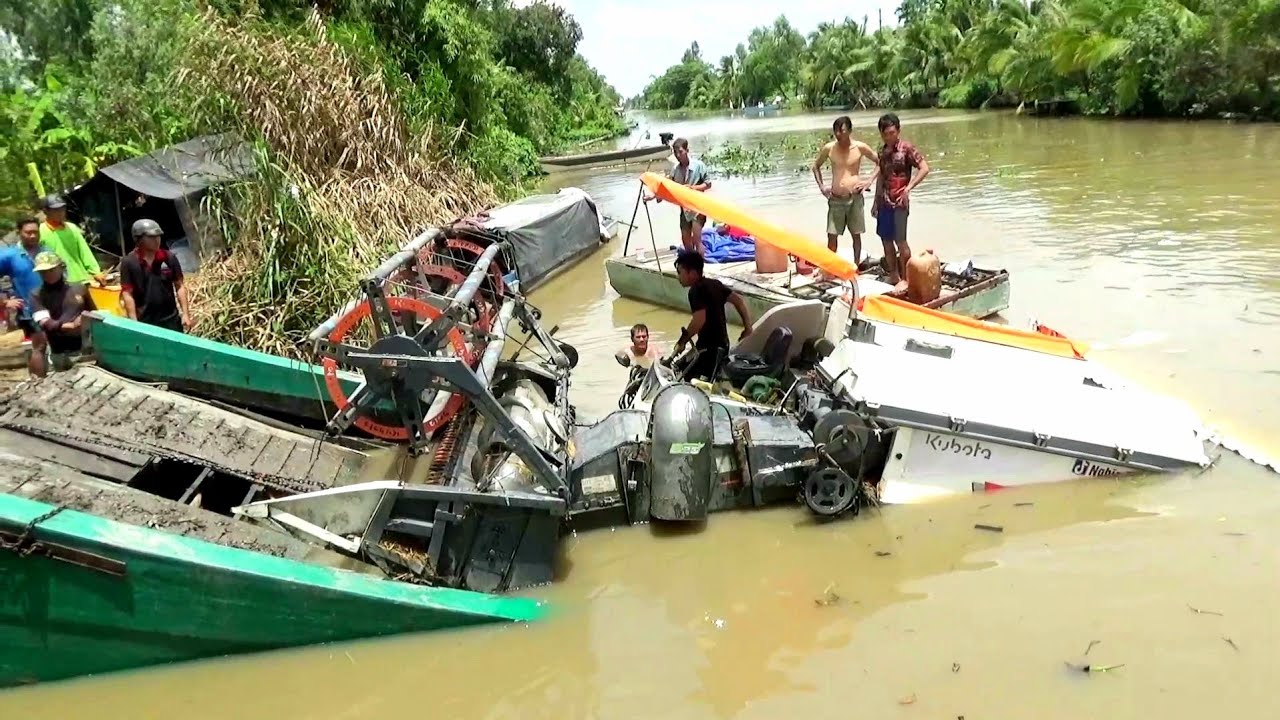 CHÌM PHÀ MÁY CẮT CUỐI CÙNG CŨNG ĐÃ LÊN BỜ VỚI XE CUỐC 03