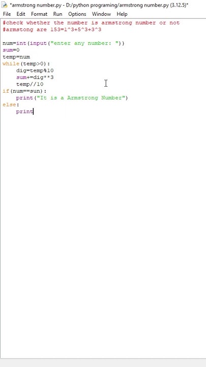 Armstrong Number Program in Python #learnpython #python #shorts #coding ...