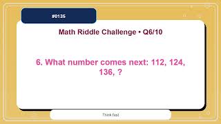 Math Riddle Challenge #0135 | 10 Mental Math Practice Questions