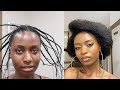 STRETCHING AND TRIMMING MY 4C NATURAL HAIR | AFRICAN THREADING