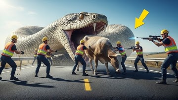 Brave Heroes Save Mischievous Red Cow from Giant Mutant Python’s Attack🐂🐍