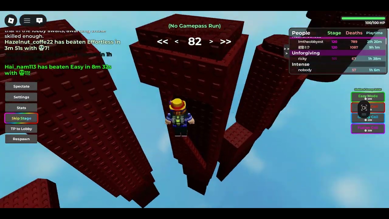 Roblox the ultimate difficulty chaart obby stage 81 - 82 grueling
