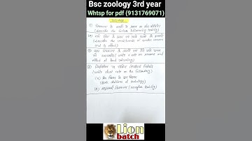 bsc 3rd year zoology part 1 most important questions for bsc 2024 exam ,knowledge adda lion batch