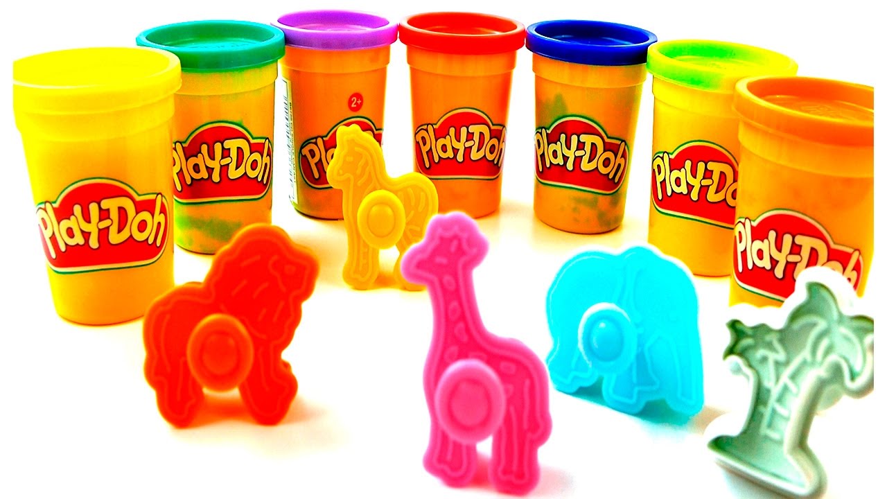 PlayDoh modelling clay with zoo animals fun and creative for Children