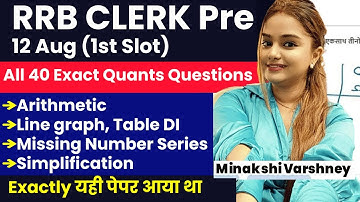 IBPS RRB Clerk Prelims Memory Based Paper  | All 40 Quant Questions Asked | Minakshi Varshney