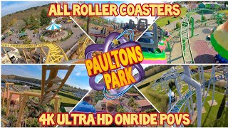 Paultons Park - All Roller Coasters 4K On-Ride Povs
