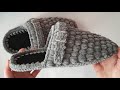  kadife terlik 43 44 no  puffy slippers  rg terlik  crochet slippers  subtitles  altyazl