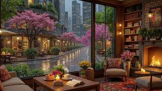 Tranquil Rainy Café Atmosphere ☕ Soft Jazz Piano & Glowing Fireplace For Work & Deep Concentration screenshot 5