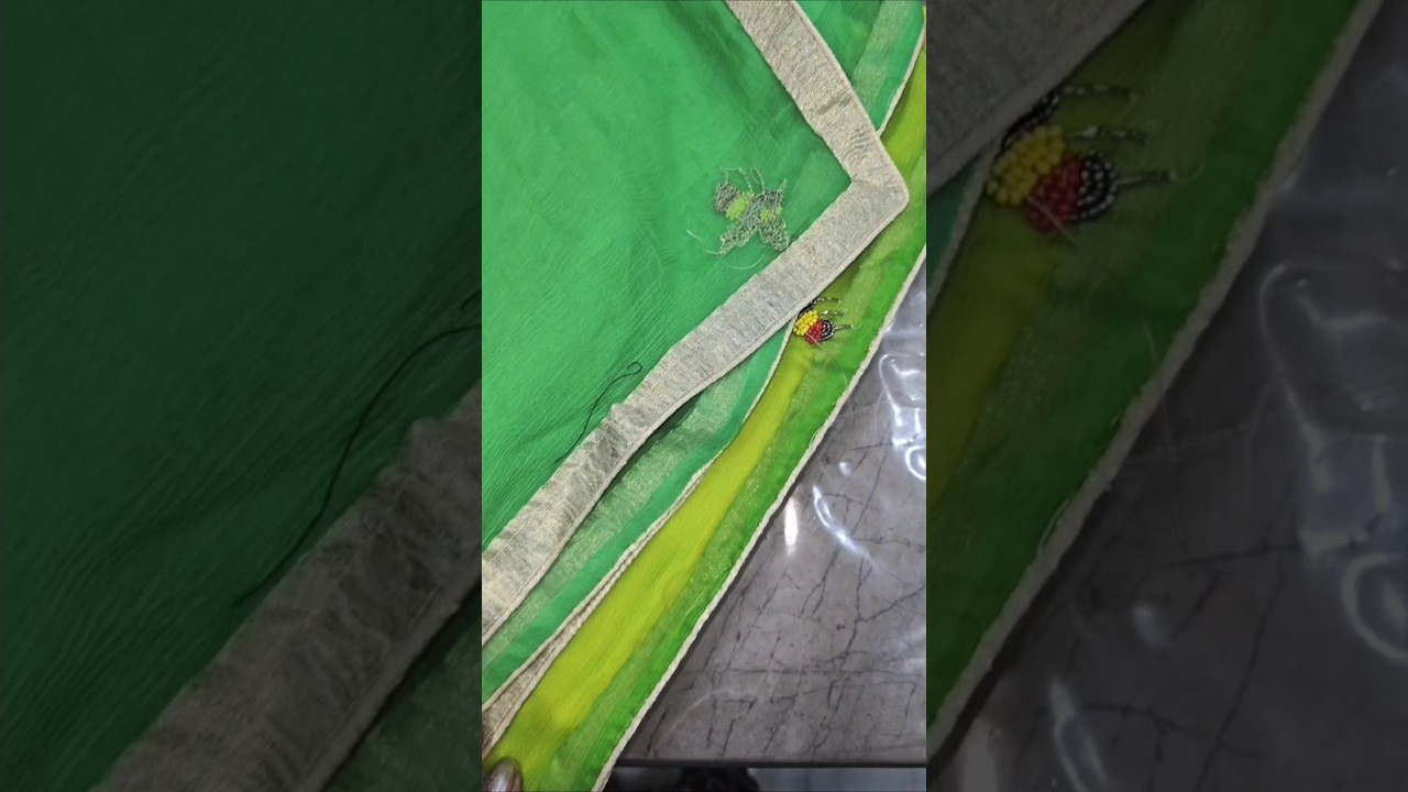 How to finish without border saree with golden piping